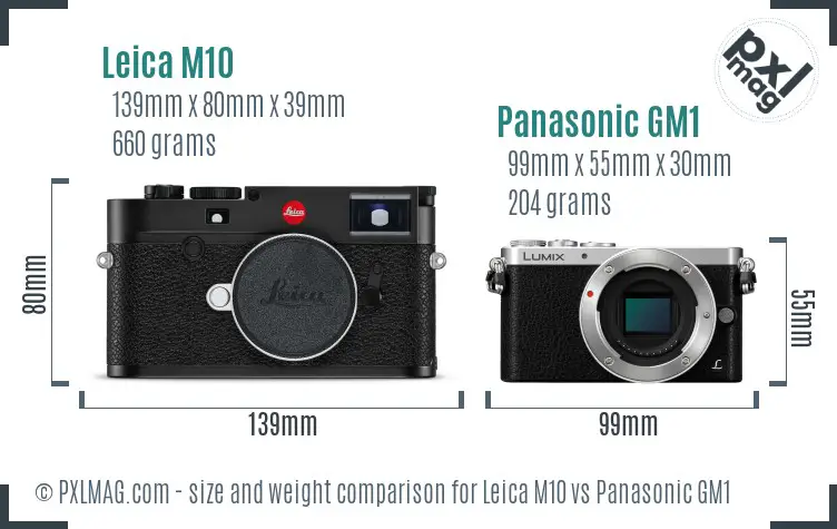 Leica M10 vs Panasonic GM1 size comparison