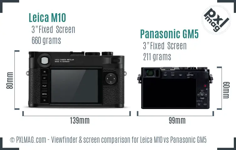 Leica M10 vs Panasonic GM5 Screen and Viewfinder comparison