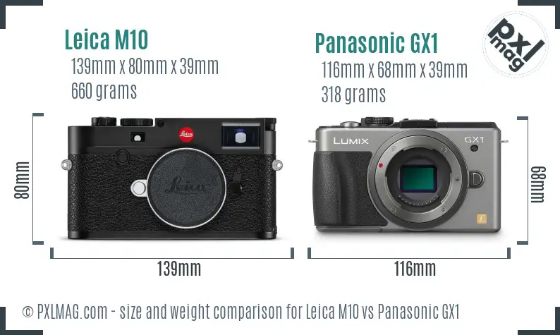 Leica M10 vs Panasonic GX1 size comparison