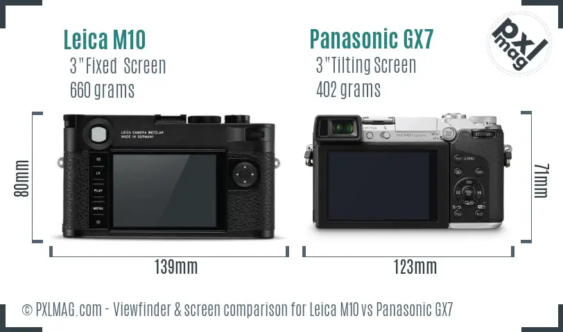 Leica M10 vs Panasonic GX7 Screen and Viewfinder comparison