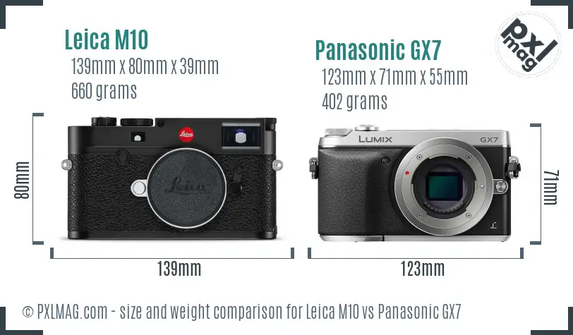 Leica M10 vs Panasonic GX7 size comparison