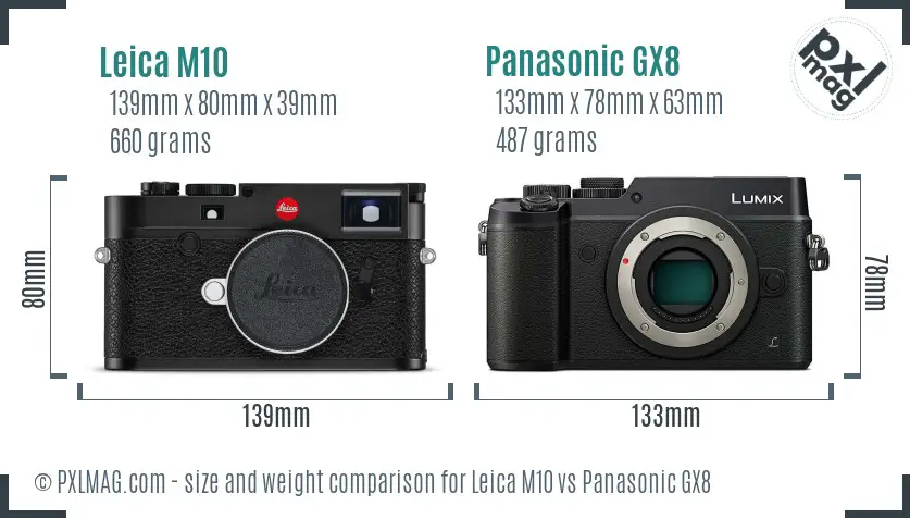 Leica M10 vs Panasonic GX8 size comparison