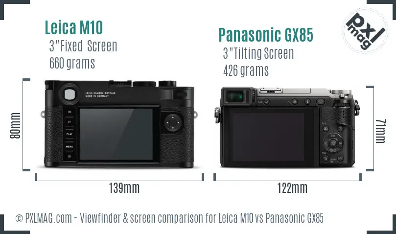 Leica M10 vs Panasonic GX85 Screen and Viewfinder comparison