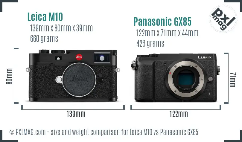 Leica M10 vs Panasonic GX85 size comparison