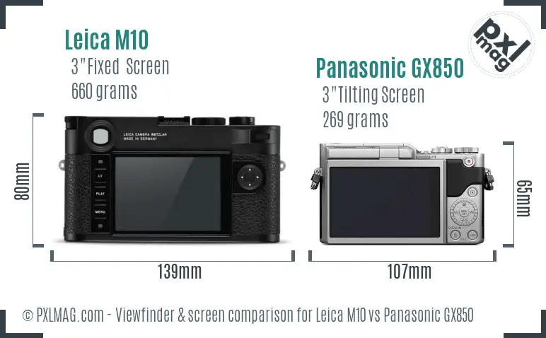 Leica M10 vs Panasonic GX850 Screen and Viewfinder comparison Leica M10 vs Panasonic GX850 Screen and Viewfinder comparison