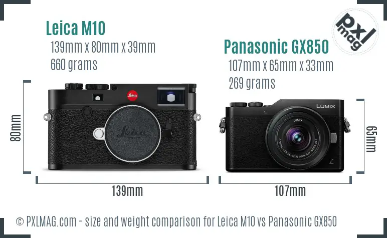 Leica M10 vs Panasonic GX850 size comparison Leica M10 vs Panasonic GX850 size comparison