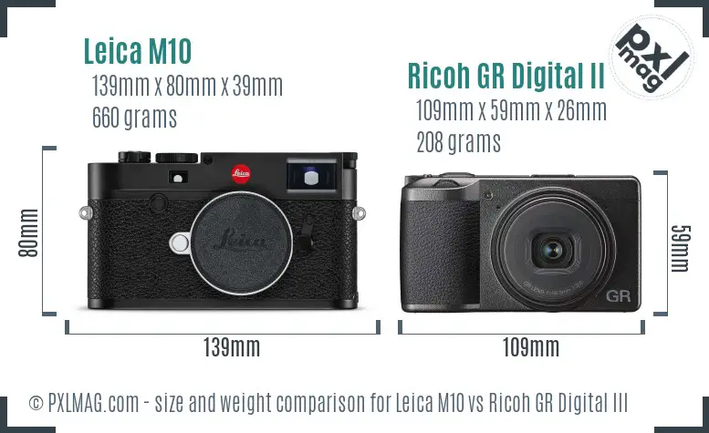 Leica M10 vs Ricoh GR Digital III size comparison