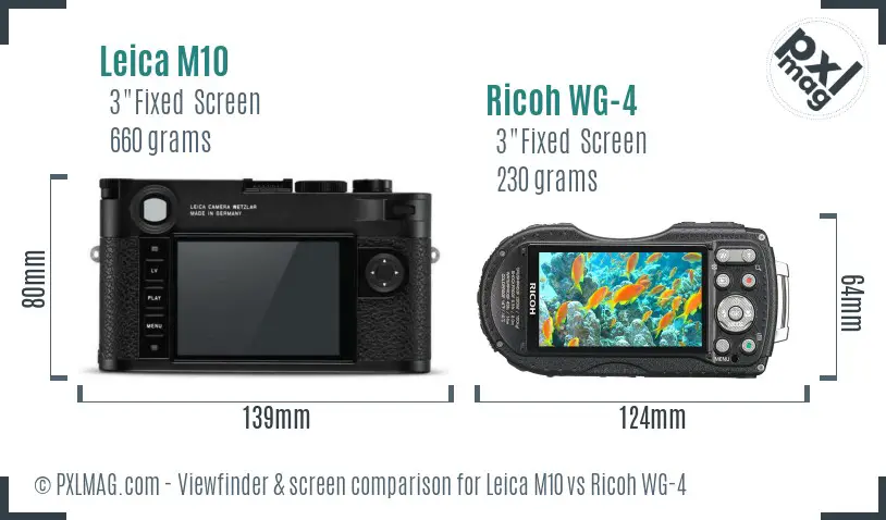 Leica M10 vs Ricoh WG-4 Screen and Viewfinder comparison