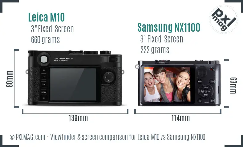Leica M10 vs Samsung NX1100 Screen and Viewfinder comparison