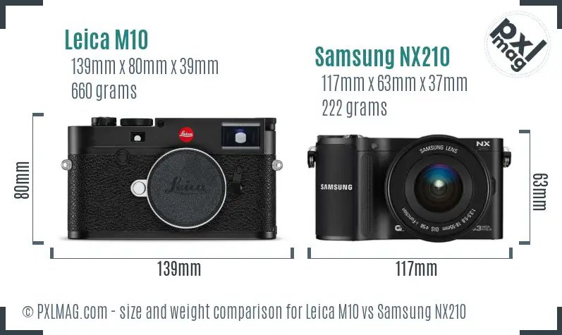 Leica M10 vs Samsung NX210 size comparison