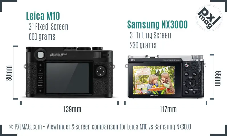 Leica M10 vs Samsung NX3000 Screen and Viewfinder comparison Leica M10 vs Samsung NX3000 Screen and Viewfinder comparison