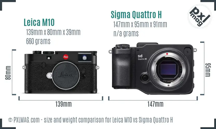Leica M10 vs Sigma Quattro H size comparison