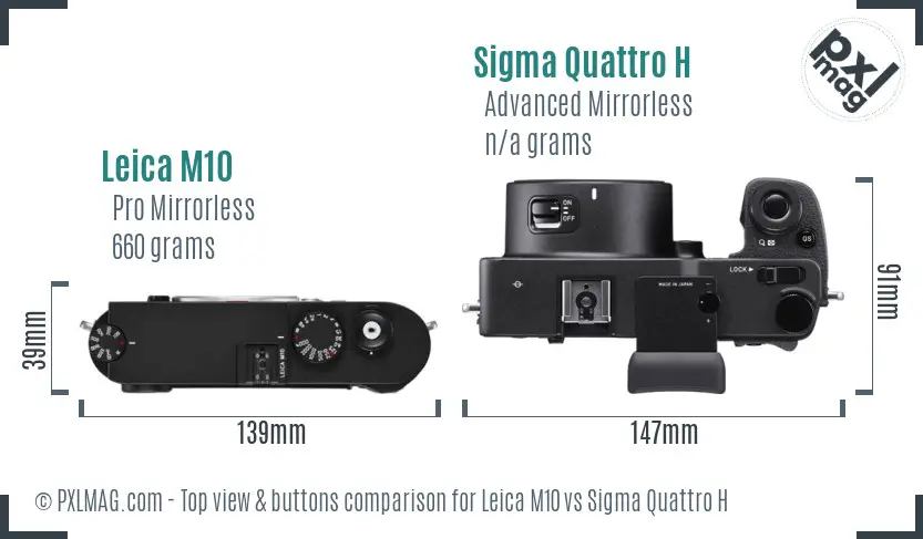 Leica M10 vs Sigma Quattro H top view buttons comparison