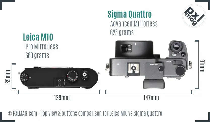 Leica M10 vs Sigma Quattro top view buttons comparison