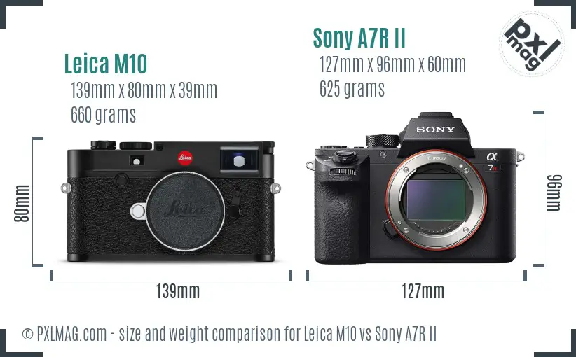 Leica M10 vs Sony A7R II size comparison Leica M10 vs Sony A7R II size comparison