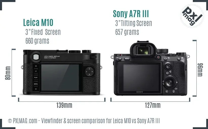 Leica M10 vs Sony A7R III Screen and Viewfinder comparison