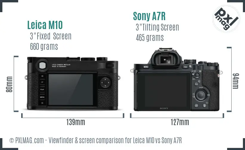 Leica M10 vs Sony A7R Screen and Viewfinder comparison Leica M10 vs Sony A7R Screen and Viewfinder comparison