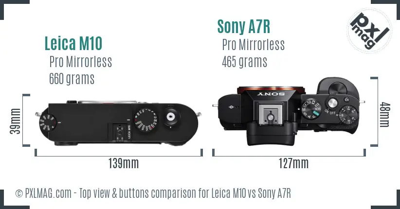 Leica M10 vs Sony A7R top view buttons comparison Leica M10 vs Sony A7R top view buttons comparison