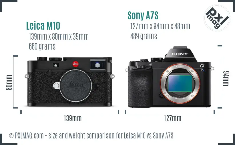 Leica M10 vs Sony A7S size comparison