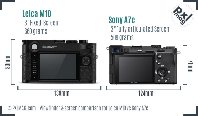 Leica M10 vs Sony A7c Screen and Viewfinder comparison