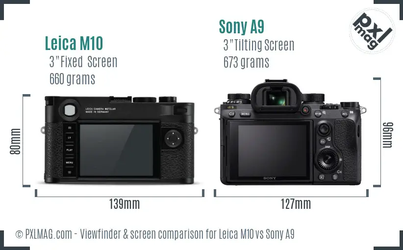 Leica M10 vs Sony A9 Screen and Viewfinder comparison
