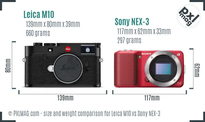 Leica M10 vs Sony NEX-3 size comparison