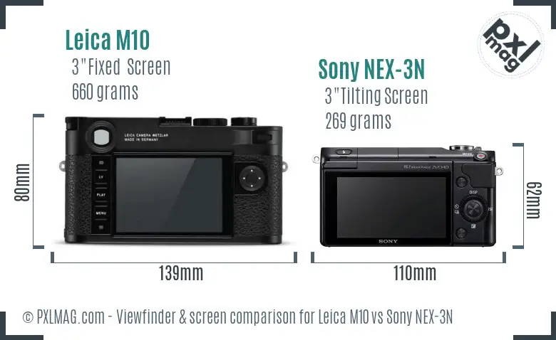 Leica M10 vs Sony NEX-3N Screen and Viewfinder comparison