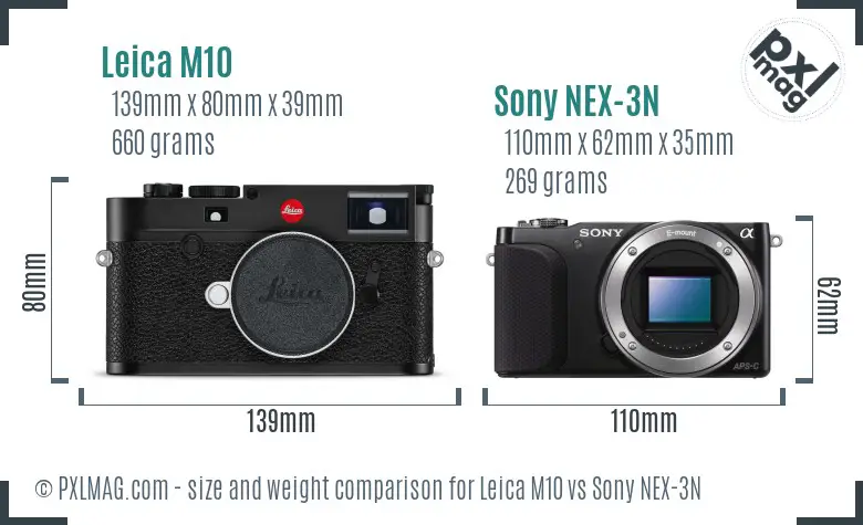 Leica M10 vs Sony NEX-3N size comparison