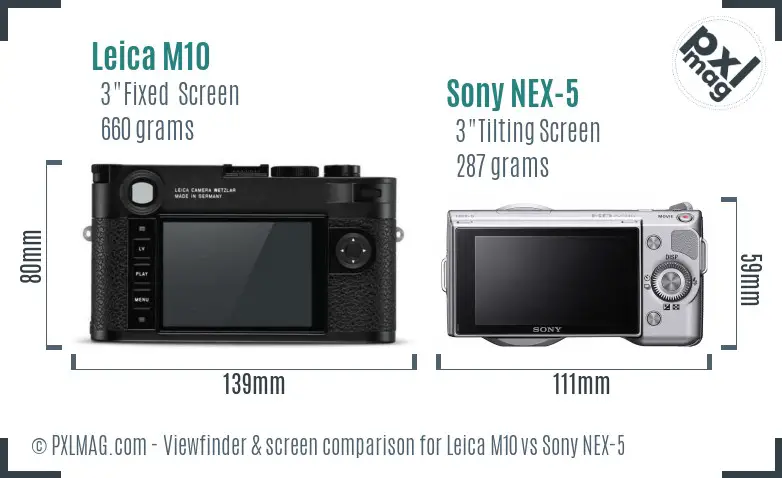 Leica M10 vs Sony NEX-5 Screen and Viewfinder comparison Leica M10 vs Sony NEX-5 Screen and Viewfinder comparison