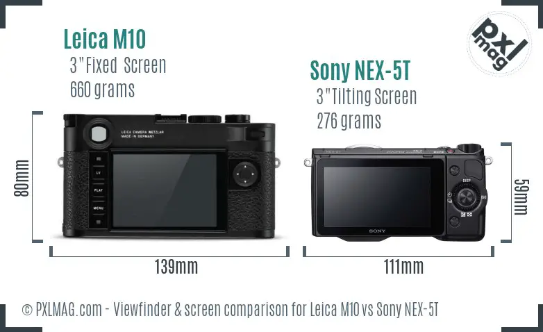 Leica M10 vs Sony NEX-5T Screen and Viewfinder comparison