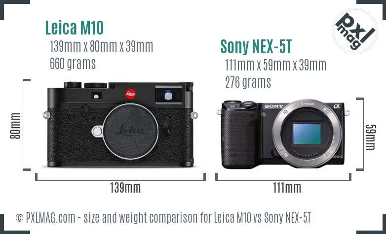 Leica M10 vs Sony NEX-5T size comparison