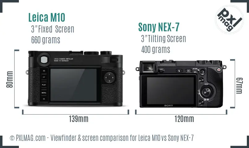 Leica M10 vs Sony NEX-7 Screen and Viewfinder comparison