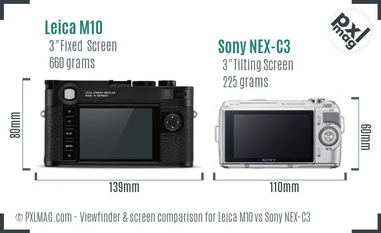 Leica M10 vs Sony NEX-C3 Screen and Viewfinder comparison