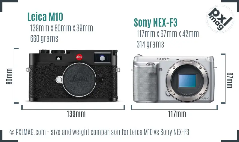 Leica M10 vs Sony NEX-F3 size comparison