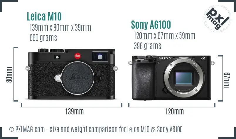 Leica M10 vs Sony A6100 size comparison