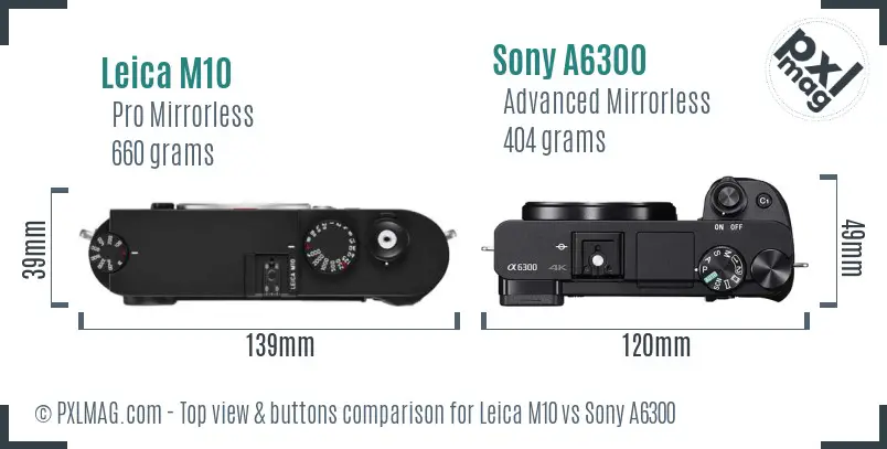 Leica M10 vs Sony A6300 top view buttons comparison Leica M10 vs Sony A6300 top view buttons comparison