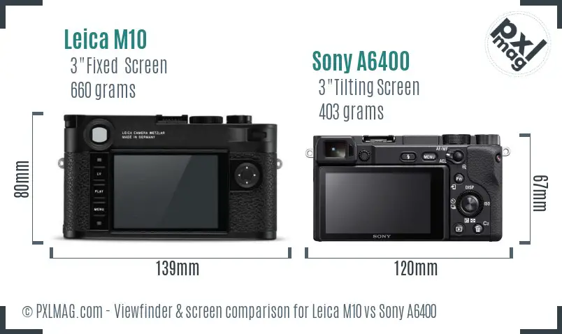 Leica M10 vs Sony A6400 Screen and Viewfinder comparison