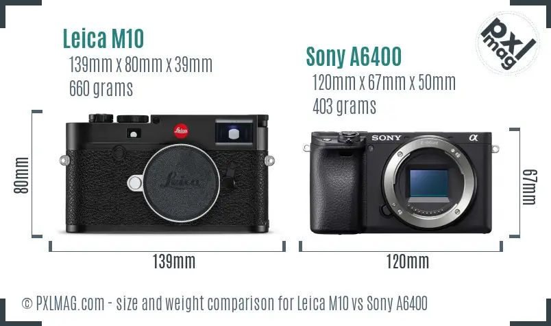 Leica M10 vs Sony A6400 size comparison