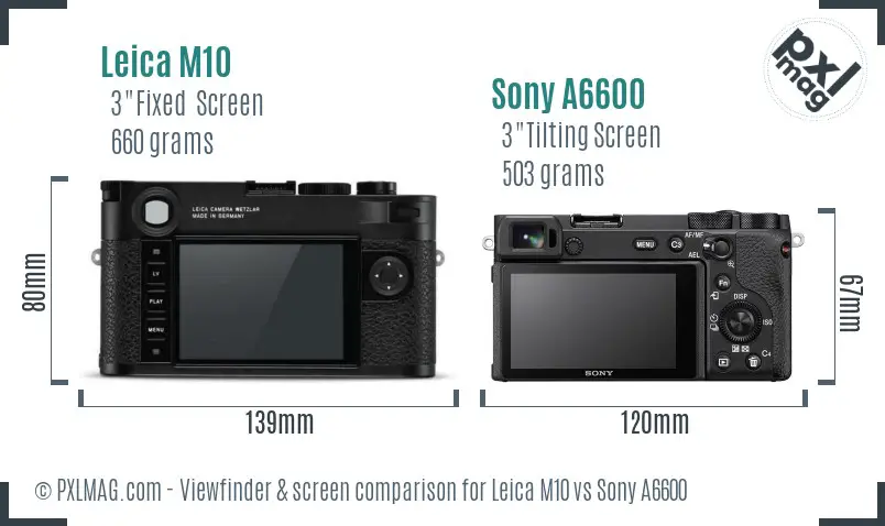 Leica M10 vs Sony A6600 Screen and Viewfinder comparison
