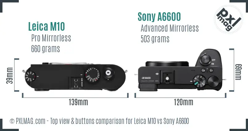 Leica M10 vs Sony A6600 top view buttons comparison