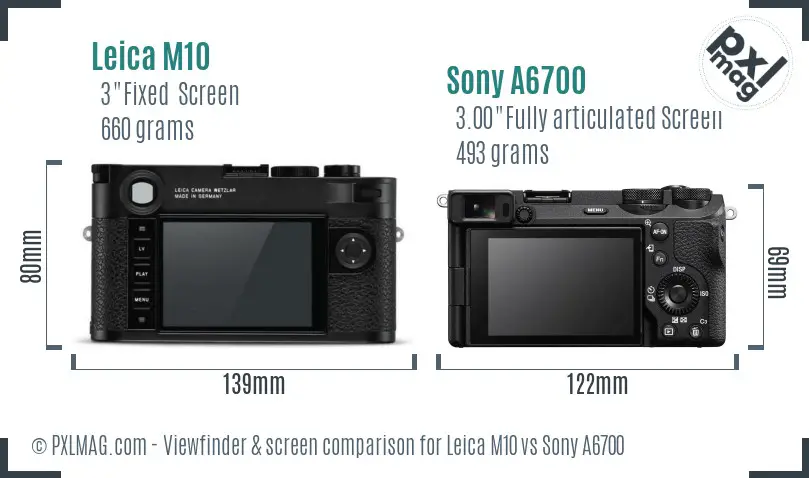 Leica M10 vs Sony A6700 Screen and Viewfinder comparison