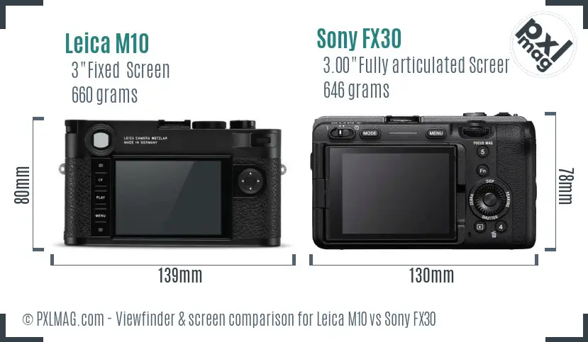 Leica M10 vs Sony FX30 Screen and Viewfinder comparison Leica M10 vs Sony FX30 Screen and Viewfinder comparison