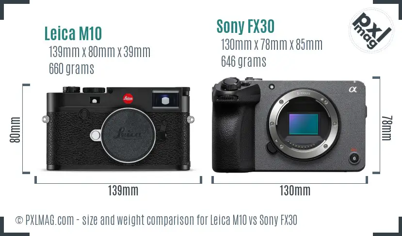 Leica M10 vs Sony FX30 size comparison Leica M10 vs Sony FX30 size comparison