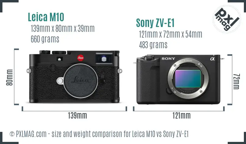 Leica M10 vs Sony ZV-E1 size comparison