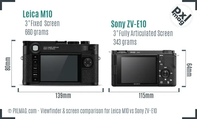 Leica M10 vs Sony ZV-E10 Screen and Viewfinder comparison