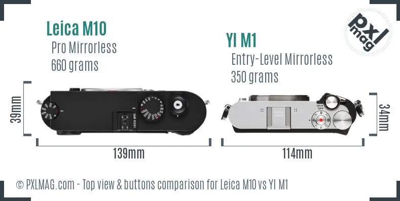 Leica M10 vs YI M1 top view buttons comparison Leica M10 vs YI M1 top view buttons comparison