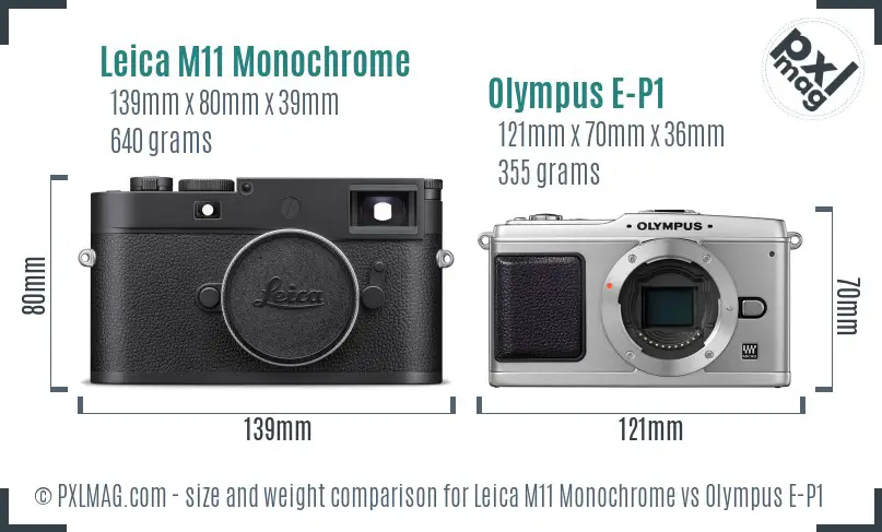 Leica M11 Monochrome vs Olympus E-P1 size comparison Leica M11 Monochrome vs Olympus E-P1 size comparison