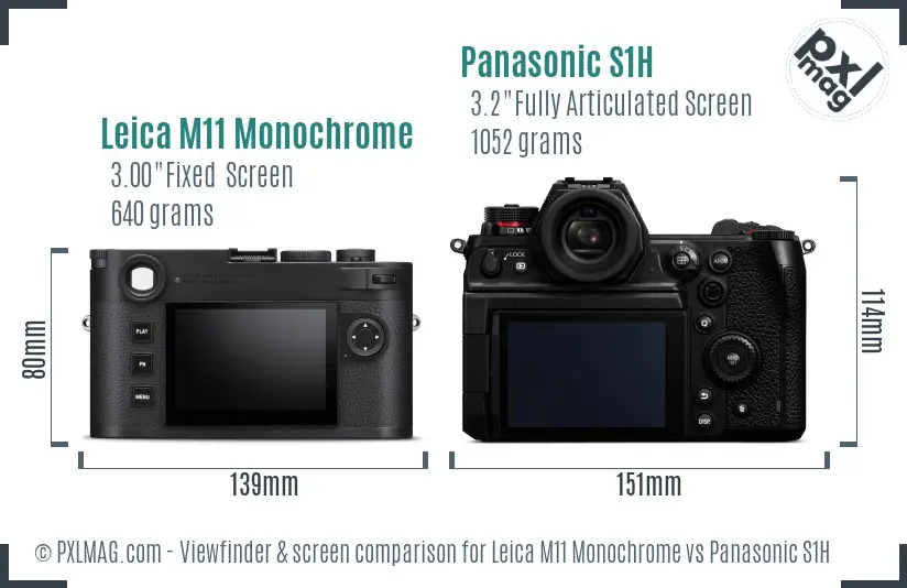 Leica M11 Monochrome vs Panasonic S1H Screen and Viewfinder comparison