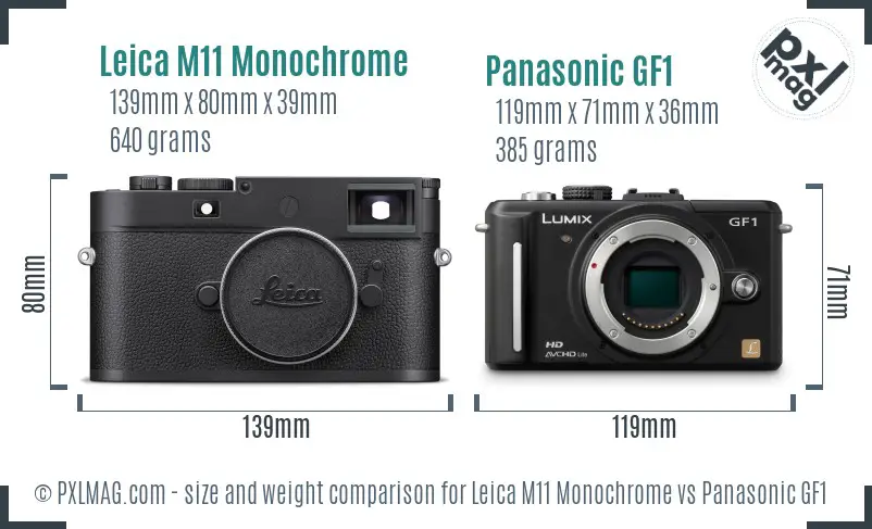 Leica M11 Monochrome vs Panasonic GF1 size comparison
