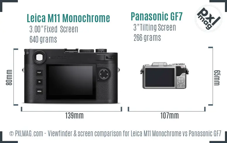 Leica M11 Monochrome vs Panasonic GF7 Screen and Viewfinder comparison